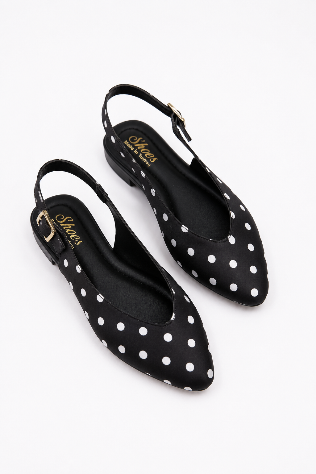Isabella Puantiyeli Kadın Babet Slingback Günlük Şık Babet